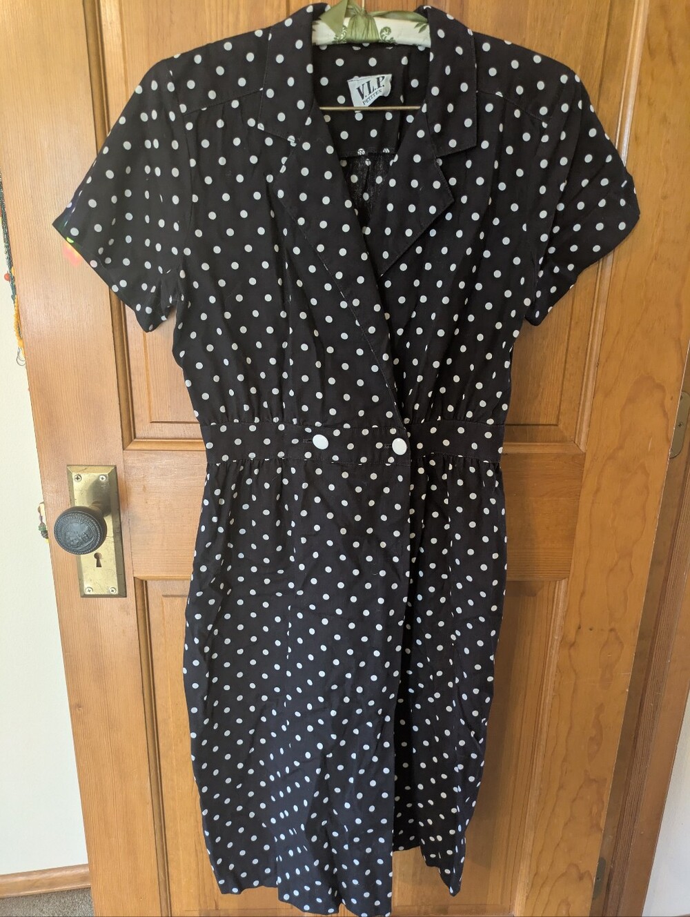 Black Polka Dot Button-Front Dress